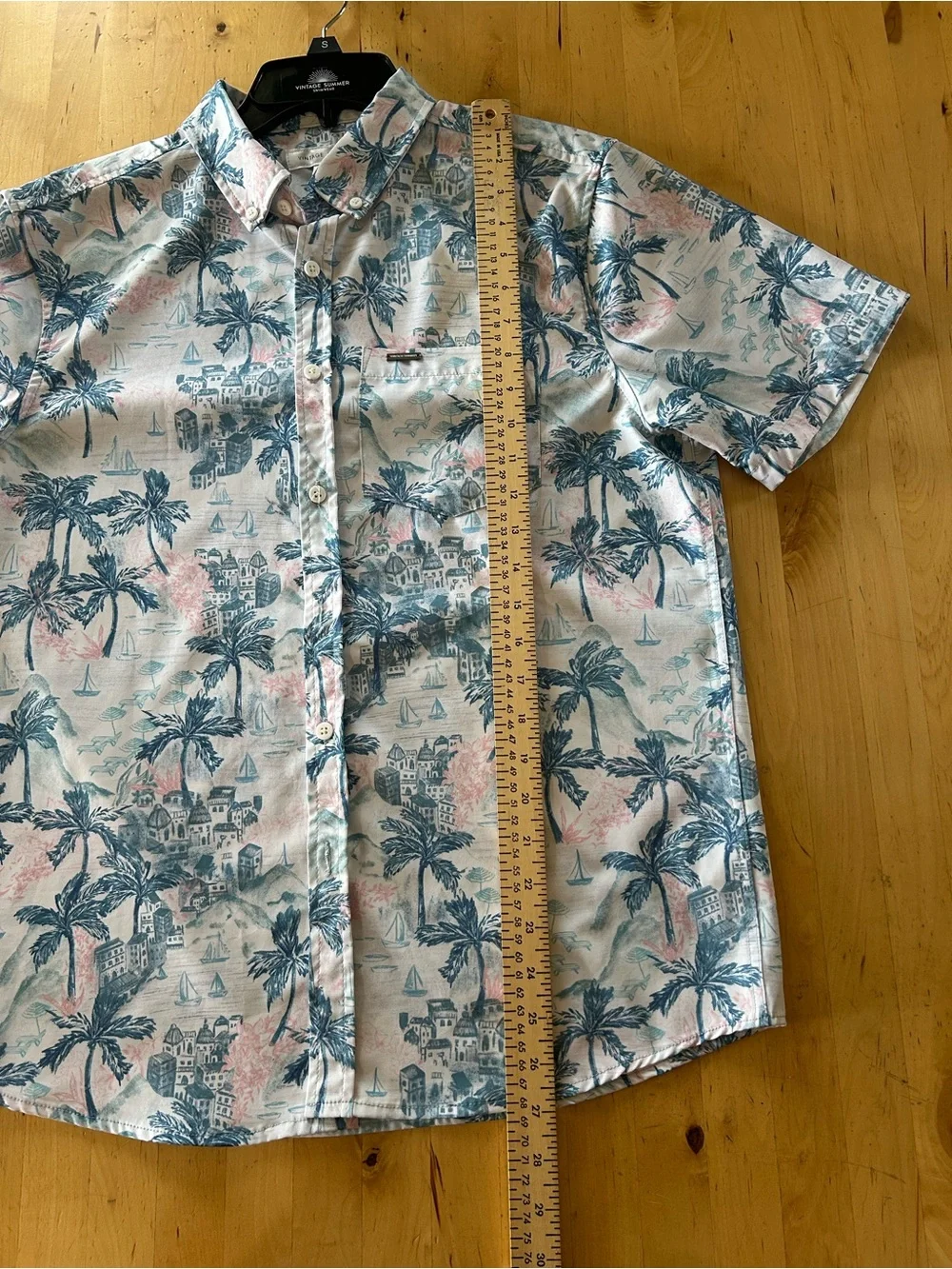 VINTAGE SUMMER Matching Cabana Set Palm Tree Swim Trunks & Button Up Shirt S